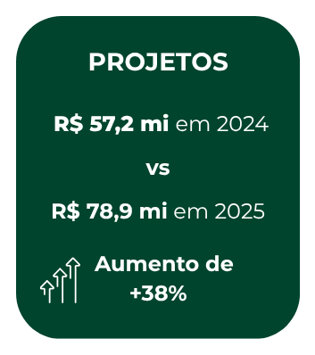 Evolução dos projetos entre 2024 e 2025