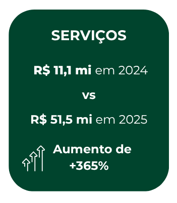 Evolução dos serviços entre 2024 e 2025